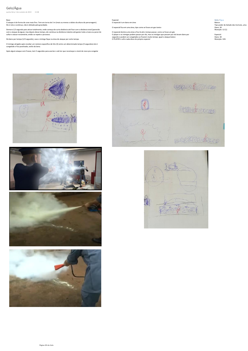 The Ice spec: the rule in text, hand drawings on paper and real world references (a fire extinguisher).